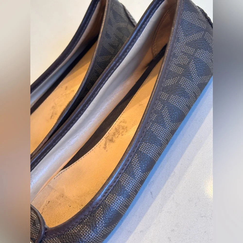 Michael Kors Fulton Brown Leather MK Logo Ballet Flats Shoes Women’s Size US 8